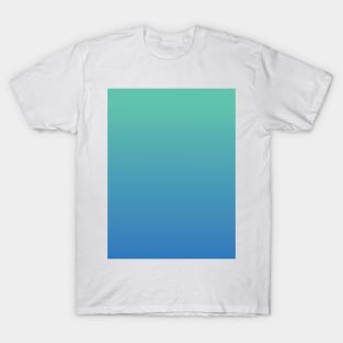 Mint Green Teal to Steel Blue Ombre Fade Sunset Gradient T-Shirt